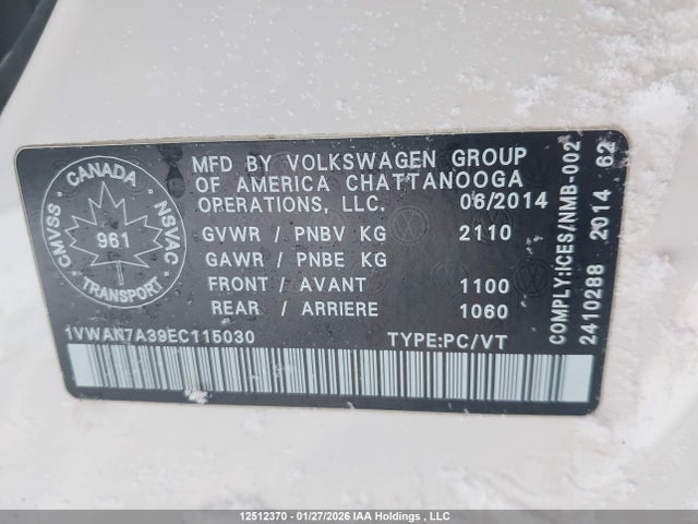 1VWAN7A39EC115030 Volkswagen Passat 2.0 Tdi Trendline