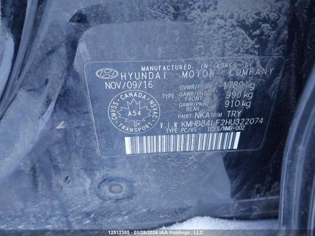 Aukcja sprzedaży 2017 Hyundai Elantra, vin: KMHD84LF2HU322074, numer aukcji: 12512385