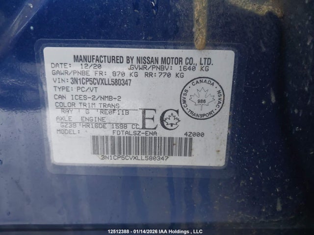 3N1CP5CVXLL580347 Nissan Kicks