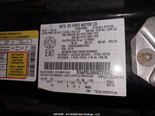 Ford Fusion Hybrid Se 2017 3FA6P0LU8HR225062 Image 9
