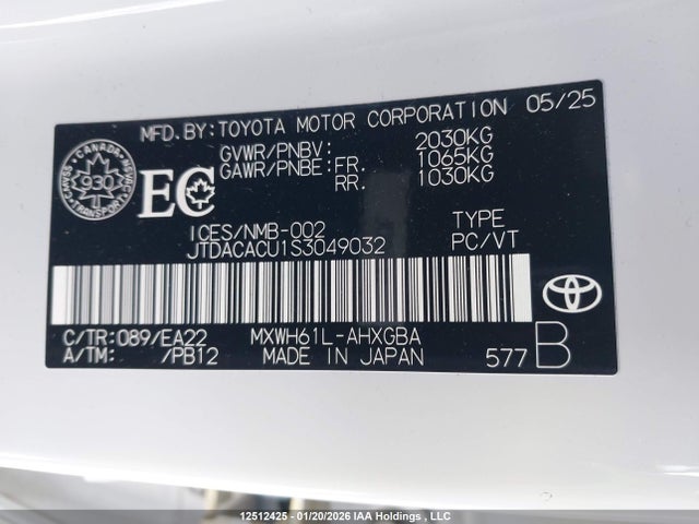 JTDACACU1S3049032 Toyota Prius