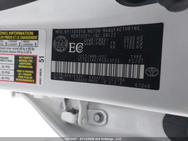 4T1G11AK7RU853725 Toyota Camry Se Night Shade/se