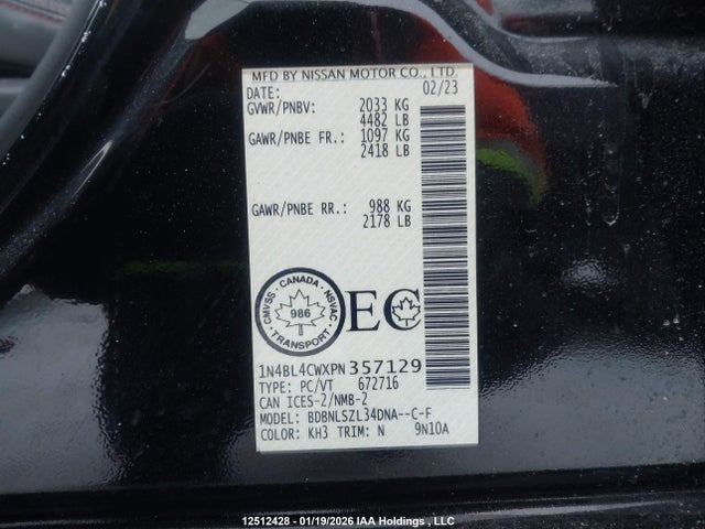 1N4BL4CWXPN357129 Nissan Altima