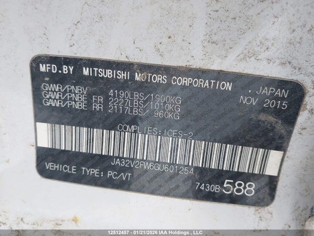 JA32V2FW6GU601254 Mitsubishi Lancer Es/gts/se Ltd