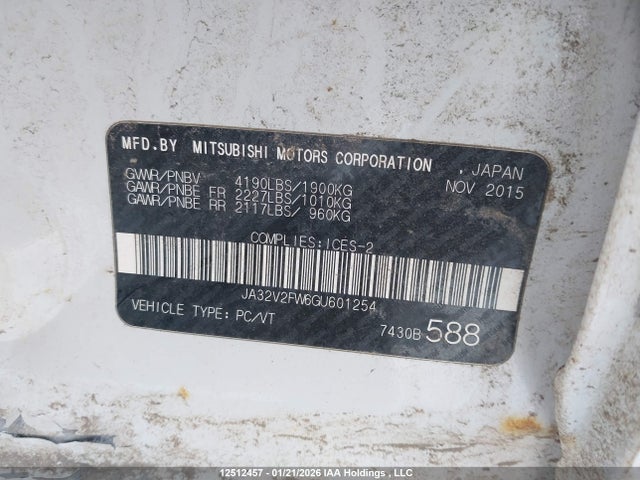 JA32V2FW6GU601254 Mitsubishi Lancer Es/gts/se Ltd
