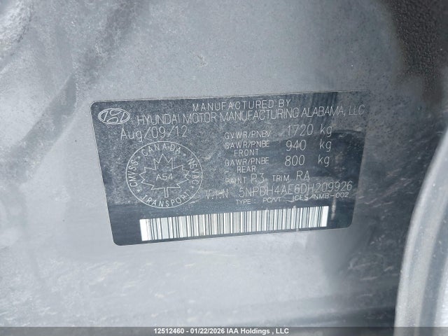 Aukcja sprzedaży 2013 Hyundai Elantra, vin: 5NPDH4AE6DH209926, numer aukcji: 12512460