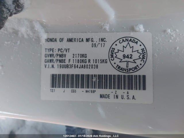 19UUB3F64JA802038 Acura Tlx Tech+a/tch+ar
