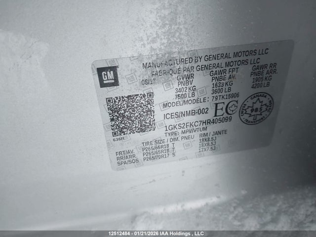 GMC Yukon Xl Sle 2017 1GKS2FKC7HR405099 Image 9
