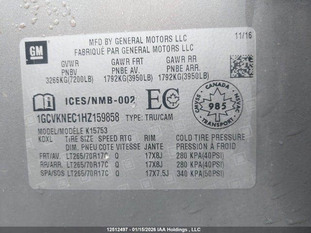 1GCVKNEC1HZ159858 Chevrolet Silverado 1500 Wt