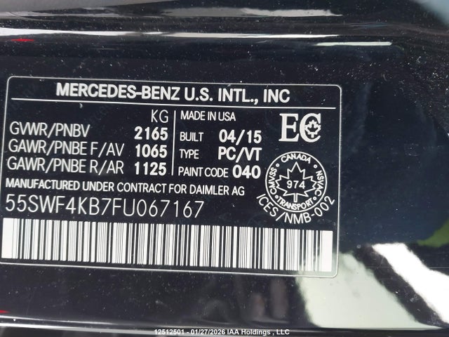 55SWF4KB7FU067167 Mercedes-Benz C 300 4matic