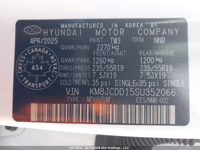 KM8JCDD15SU352066 Hyundai Tucson Sel Convenience