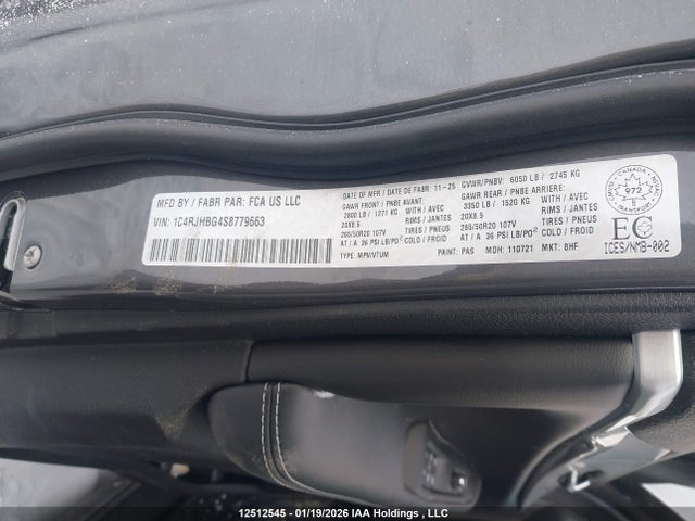 1C4RJHBG4S8779663 Jeep Grand Cherokee Limited