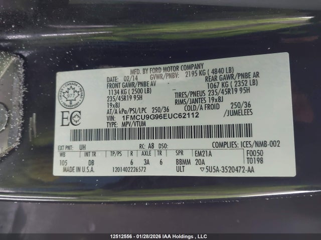 1FMCU9G96EUC62112 Ford ESCAPE SE