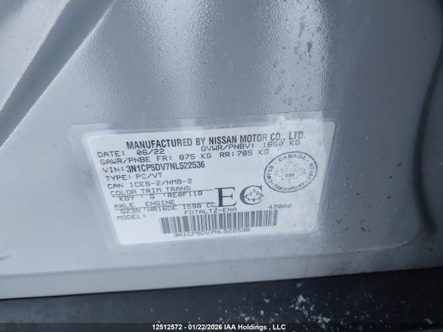 3N1CP5DV7NL522536 Nissan Kicks