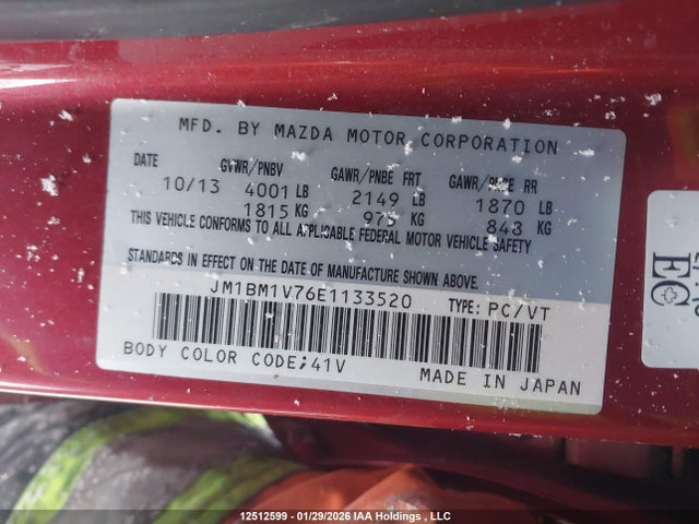 JM1BM1V76E1133520 Mazda Mazda3 Gs-sky