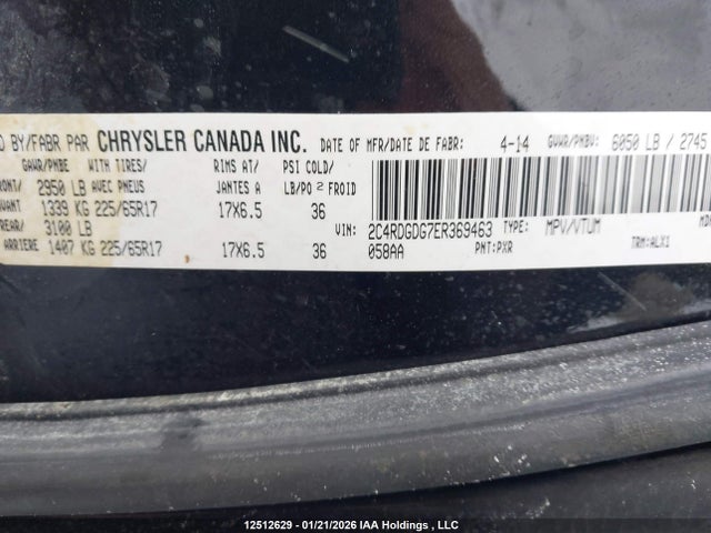 2C4RDGDG7ER369463 Dodge Grand Caravan Crew