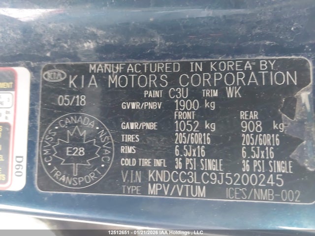 KNDCC3LC9J5200245 KIA Niro Ex/graphite