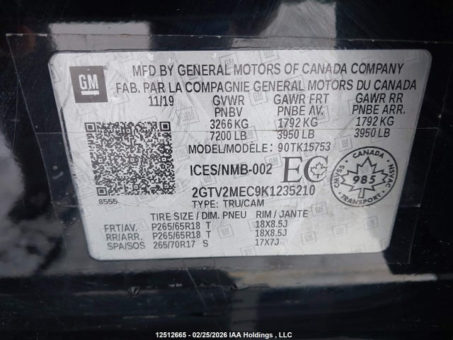 2GTV2MEC9K1235210 GMC Sierra Limited K1500 Sle