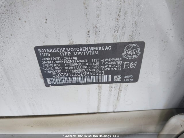 5UX2V1C03L9B50553 BMW X4 Xdrive30i