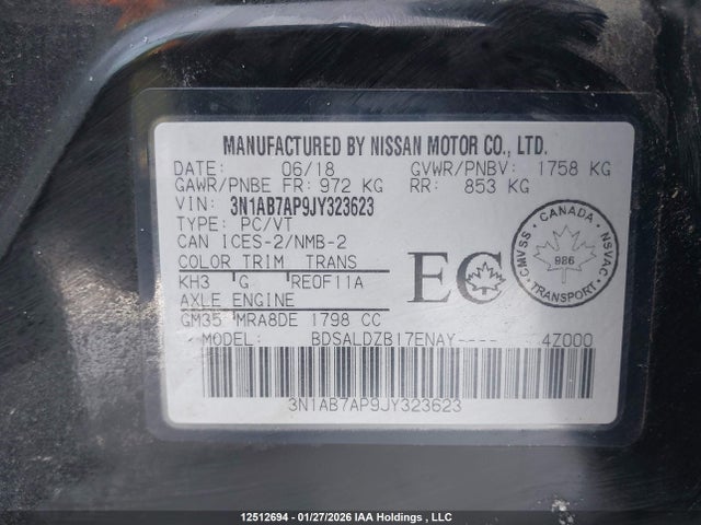 3N1AB7AP9JY323623 Nissan Sentra