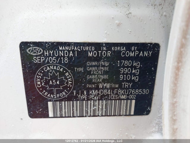 KMHD84LF8KU768530 Hyundai Elantra Preferred