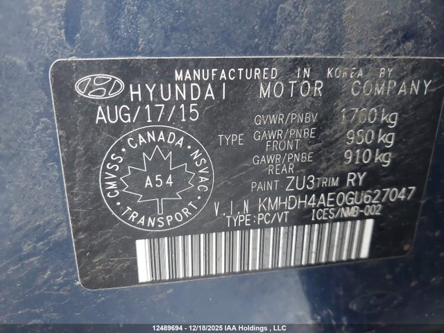 KMHDH4AE0GU627047 Hyundai Elantra Sport Appearance