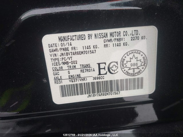 JN1BV7AR6EM701547 Infiniti Q50 Premium/sport