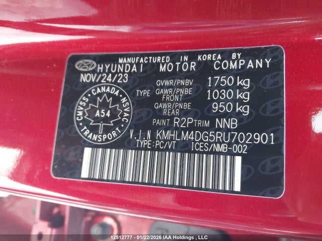 KMHLM4DG5RU702901 Hyundai Elantra Preferred