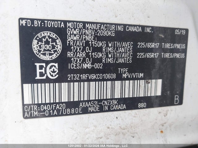 Toyota RAV4 LE 2019 2T3Z1RFV6KC010608 Image 9
