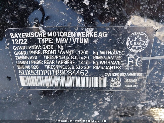 5UX53DP01P9P84462 BMW X3 Xdrive30i