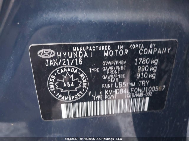 KMHD84LF0HU100567 Hyundai ELANTRA GL