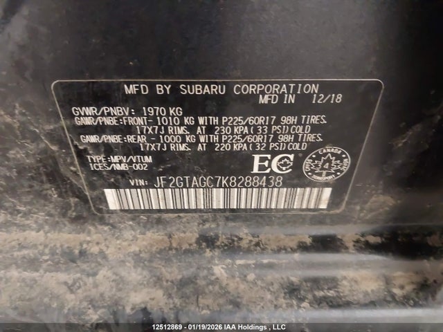 JF2GTAGC7K8288438 Subaru Crosstrek Sport