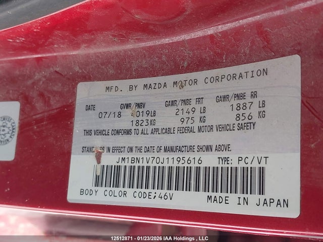 JM1BN1V70J1195616 Mazda Mazda3 50th Anniversary Edition/gs/se