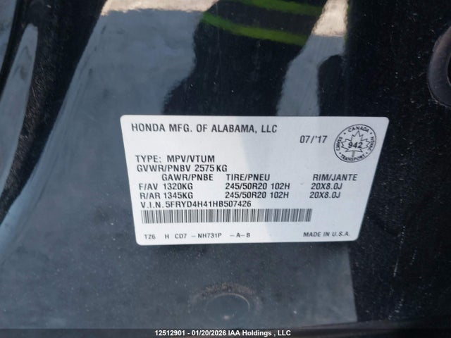 Продаж на аукціоні авто 2017 Acura Mdx Navigation Package, vin: 5FRYD4H41HB507426, номер лоту: 12512901