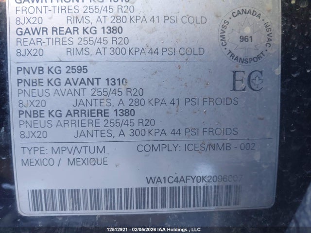 WA1C4AFY0K2096007 Audi Sq5 3.0t Technik