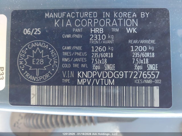 12512929 :رقم المزاد ، KNDPVDDG9T7276557 vin ، 2026 Kia Sportage Hybrid Ex/ex Premium مزاد بيع