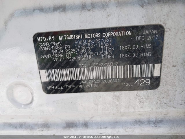 JA4JZ3AX2JZ606804 Mitsubishi Outlander