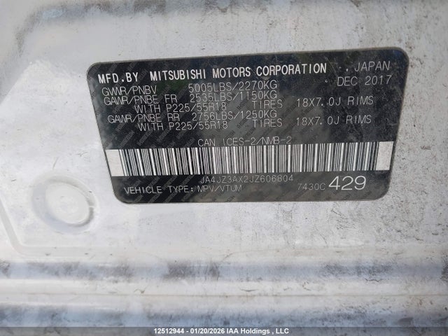 JA4JZ3AX2JZ606804 Mitsubishi Outlander
