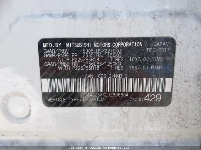 JA4JZ3AX2JZ606804 Mitsubishi Outlander