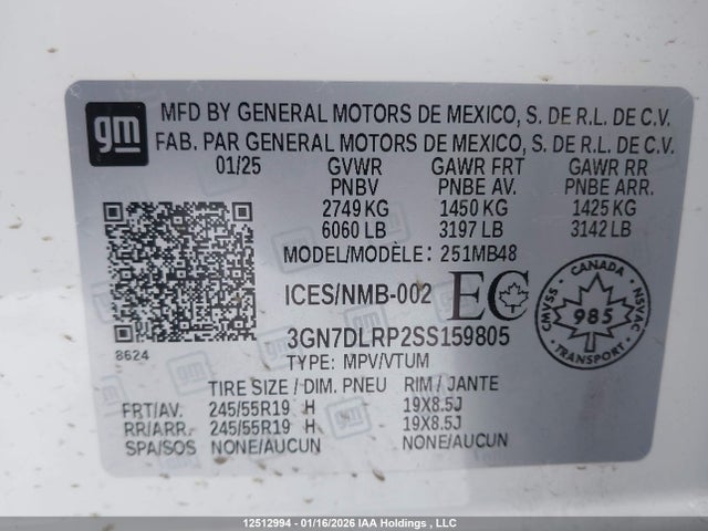 Chevrolet EQUINOX LT 2025 3GN7DLRP2SS159805 Image 9