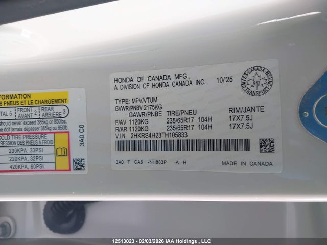 2HKRS4H23TH105833 Honda CR-V