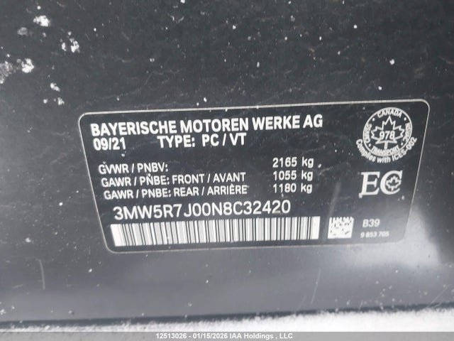3MW5R7J00N8C32420 BMW 330XI
