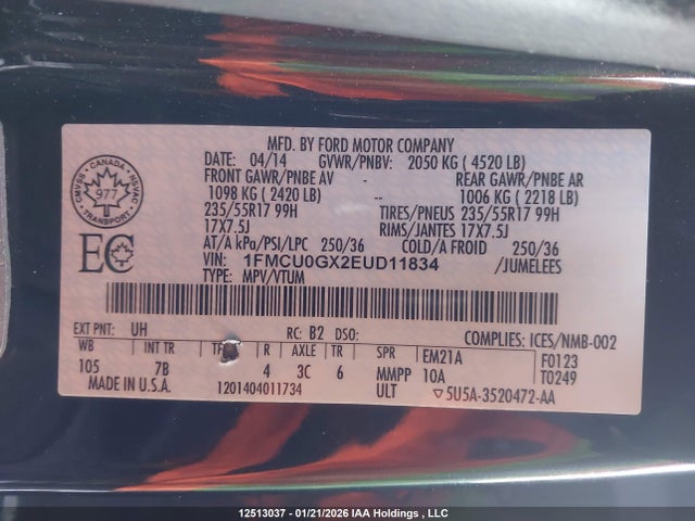 1FMCU0GX2EUD11834 Ford Escape