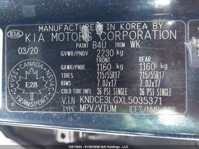 KNDCE3LGXL5035371 KIA NIRO EV