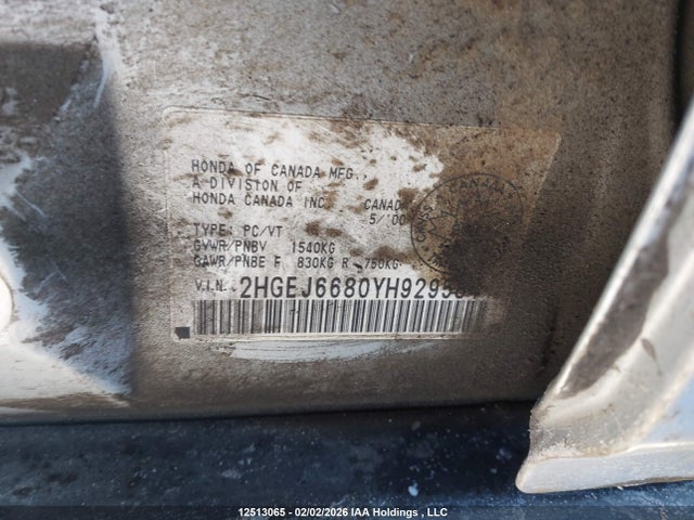 Продажа на аукционе авто 2000 Honda Civic Ex-g, vin: 2HGEJ6680YH929584, номер лота: 12513065