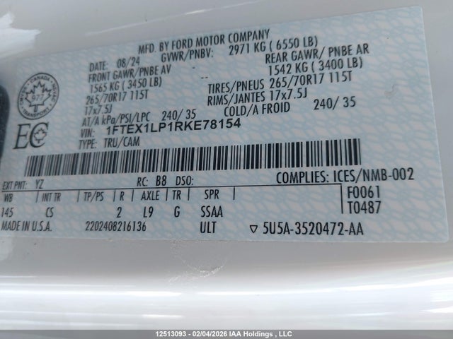 1FTEX1LP1RKE78154 Ford F-150