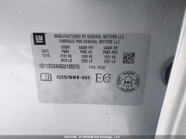 1G11E5SA6GU135570 Chevrolet Malibu Limited Ltz