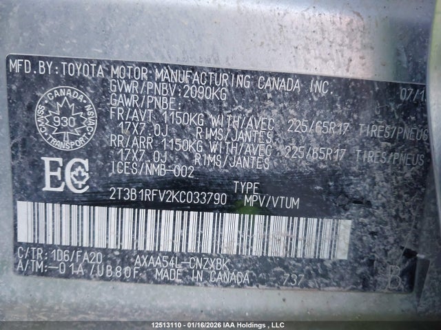 Toyota RAV4 LE 2019 2T3B1RFV2KC033790 Image 18
