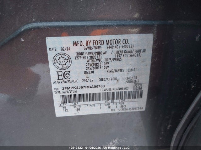 2FMPK4J97RBA96763 Ford EDGE SEL