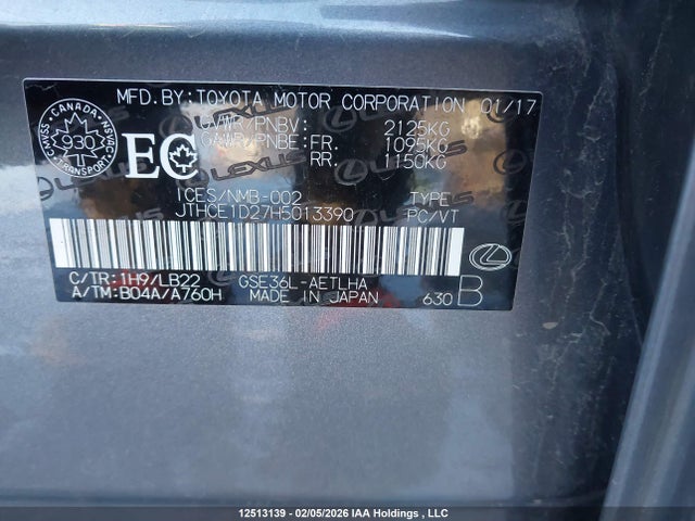 JTHCE1D27H5013390 Lexus IS 350